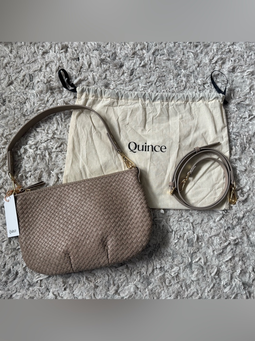 Quince Sloane Handwoven Mini Shoulder Bag - Taupe